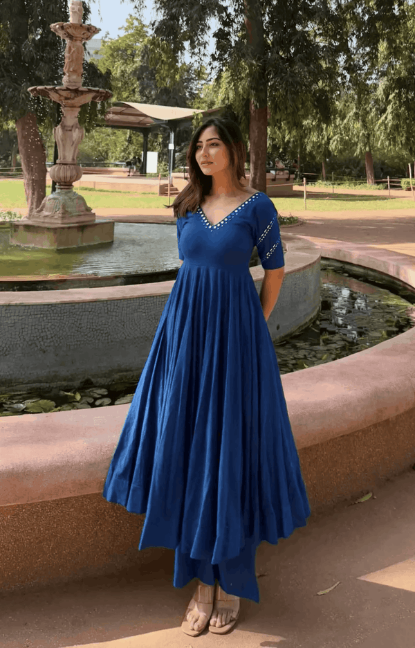 Neel-kamal cotton anarkali (set of 3)