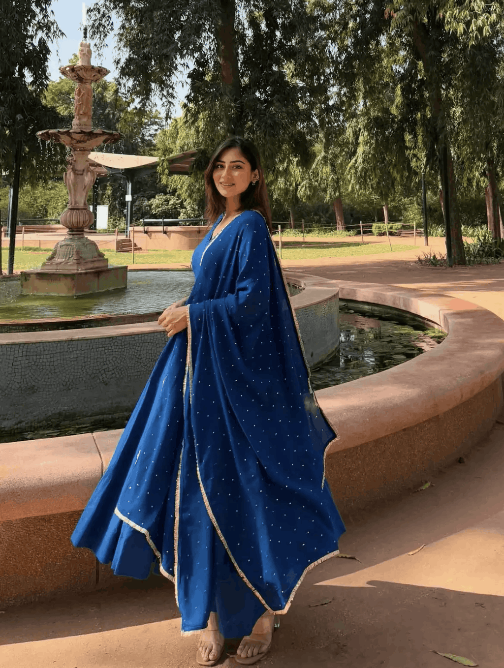 Neel-kamal cotton anarkali (set of 3)