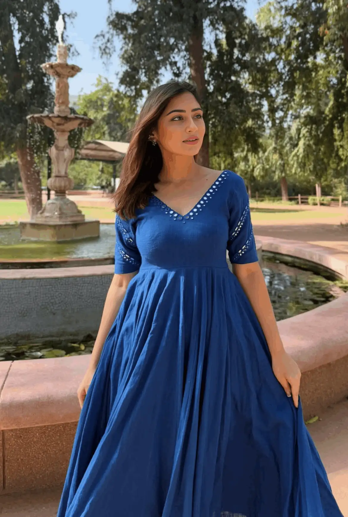 Neel-kamal cotton anarkali (set of 3)