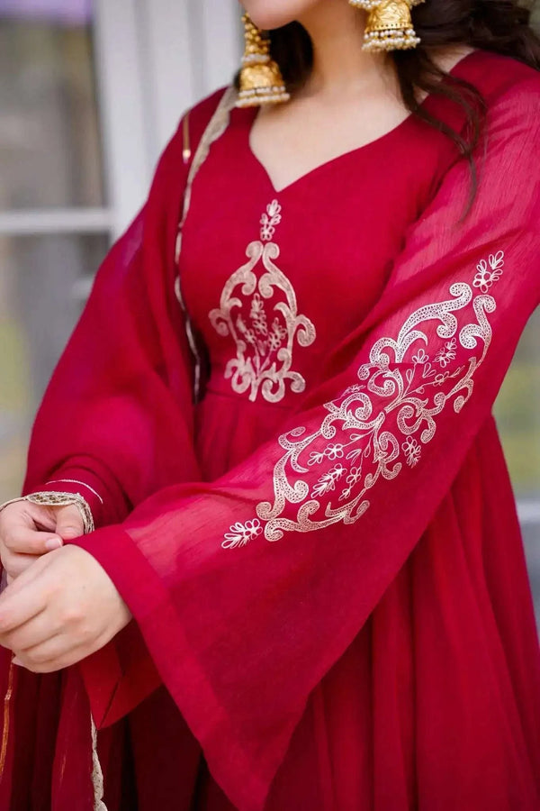 Shree-Rani georgette embroidered anarkali suit (set of 3)