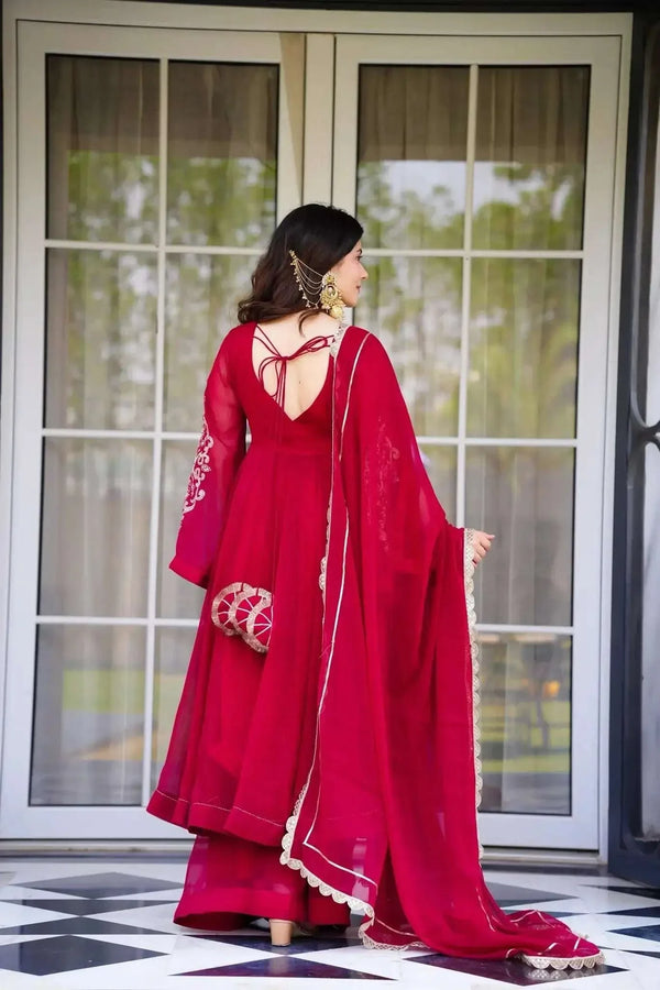 Shree-Rani georgette embroidered anarkali suit (set of 3)