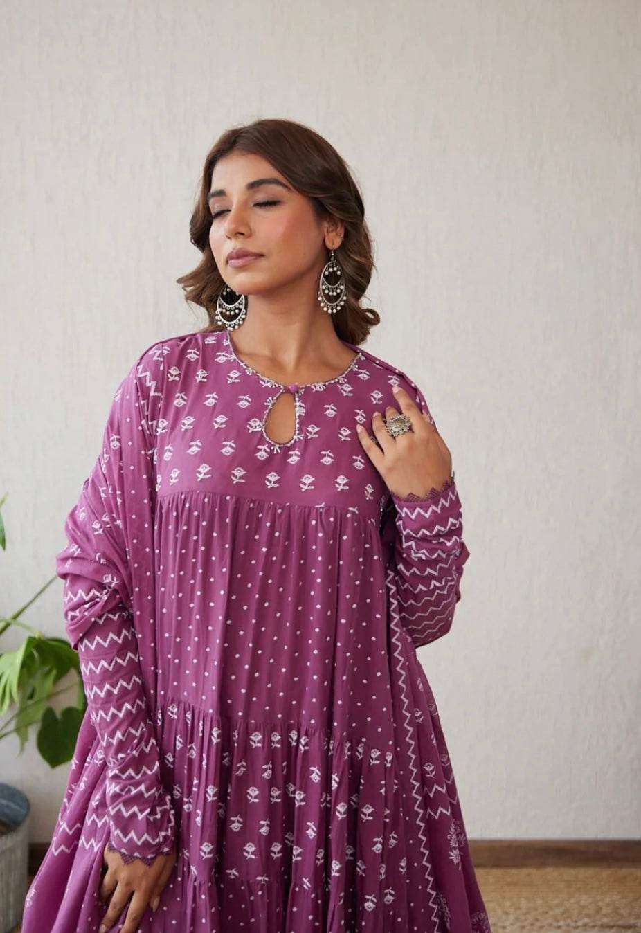 Flary printed heavy cotton anarkali set Secondary image