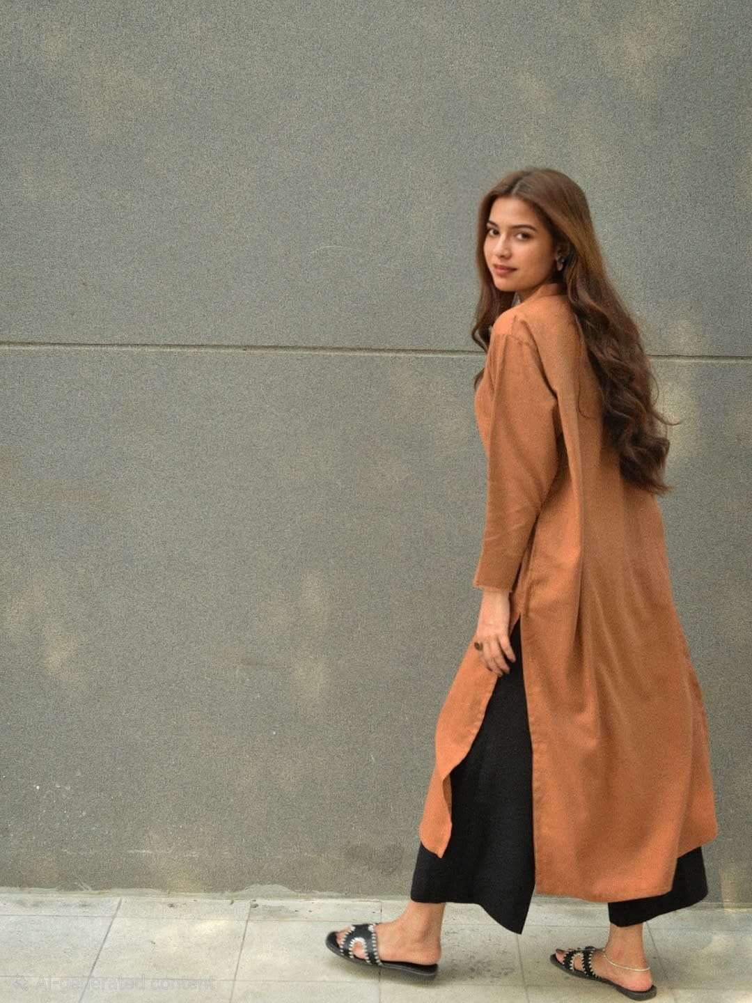 Caramel Noir Cotton Kurti Set