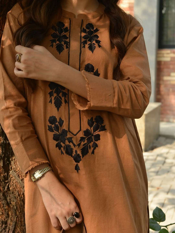 Caramel Noir Cotton Kurti Set