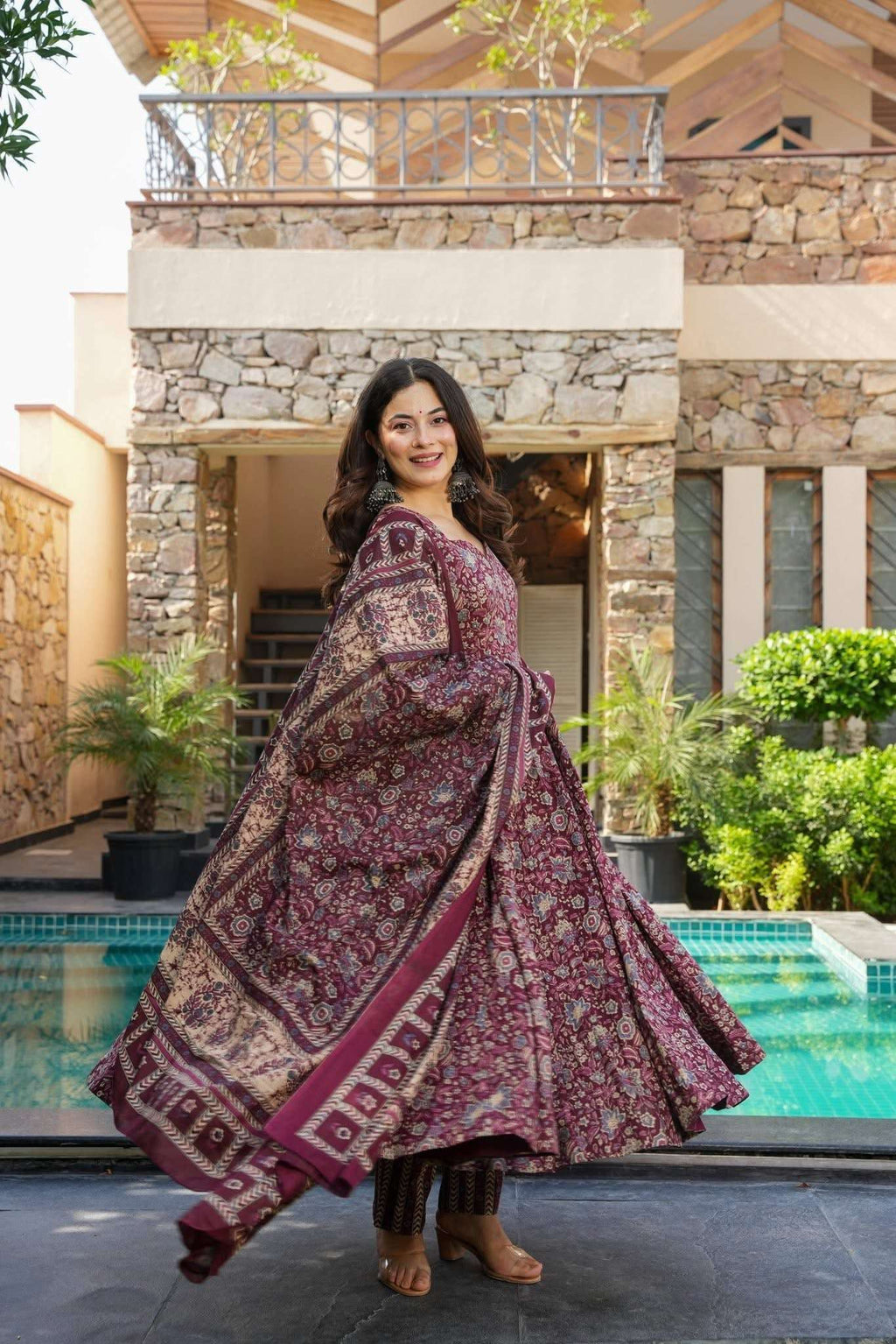Vaidehi cotton anarkali suit (set of 3)