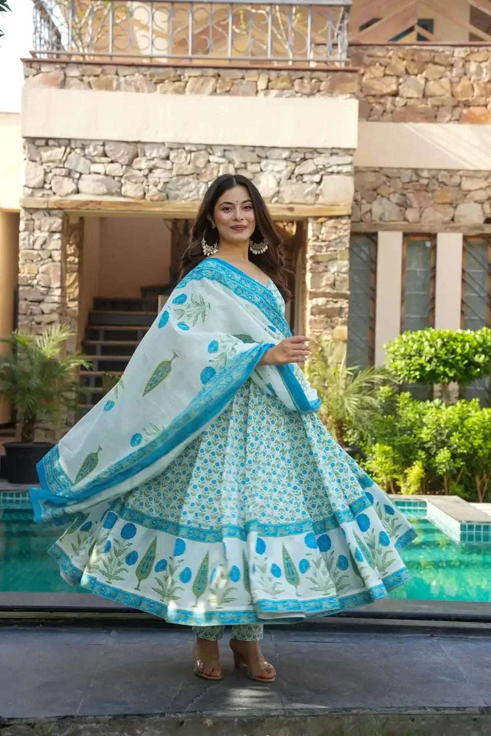 Fully flared jaipuri anarkali suit set Main image