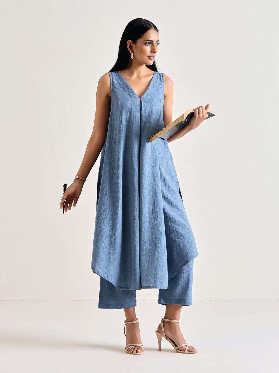 Fine cotton slub fabric summer special co-ord set Eraya