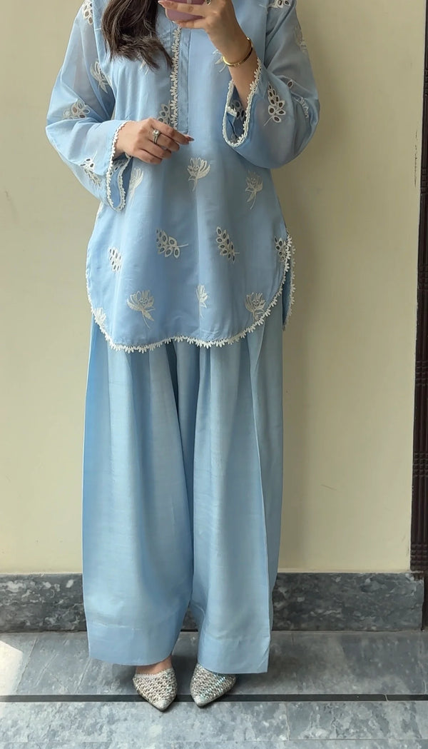 Shree Albeli Blue Chanderi Farshi-Salwar Set