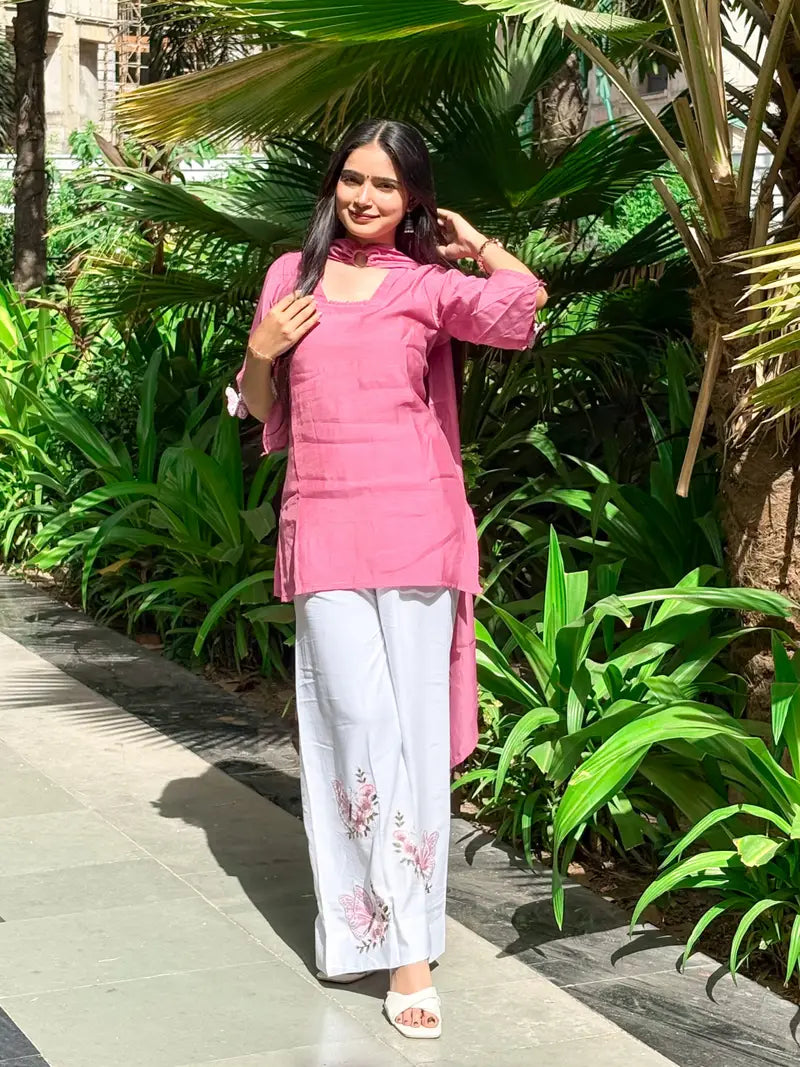 Shree Albeli Pretty Pink Farshi-Salwar Dupatta Set