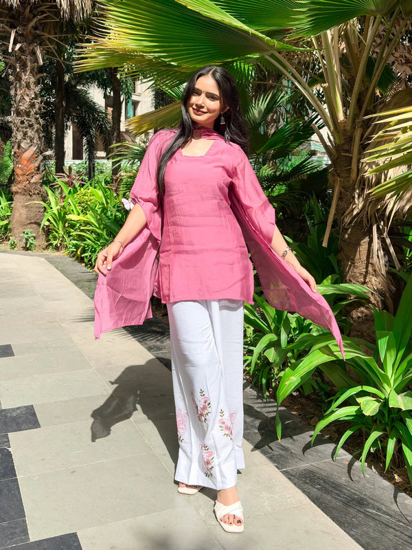 Shree Albeli Pretty Pink Farshi-Salwar Dupatta Set