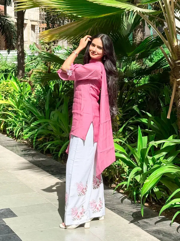 Shree Albeli Pretty Pink Farshi-Salwar Dupatta Set
