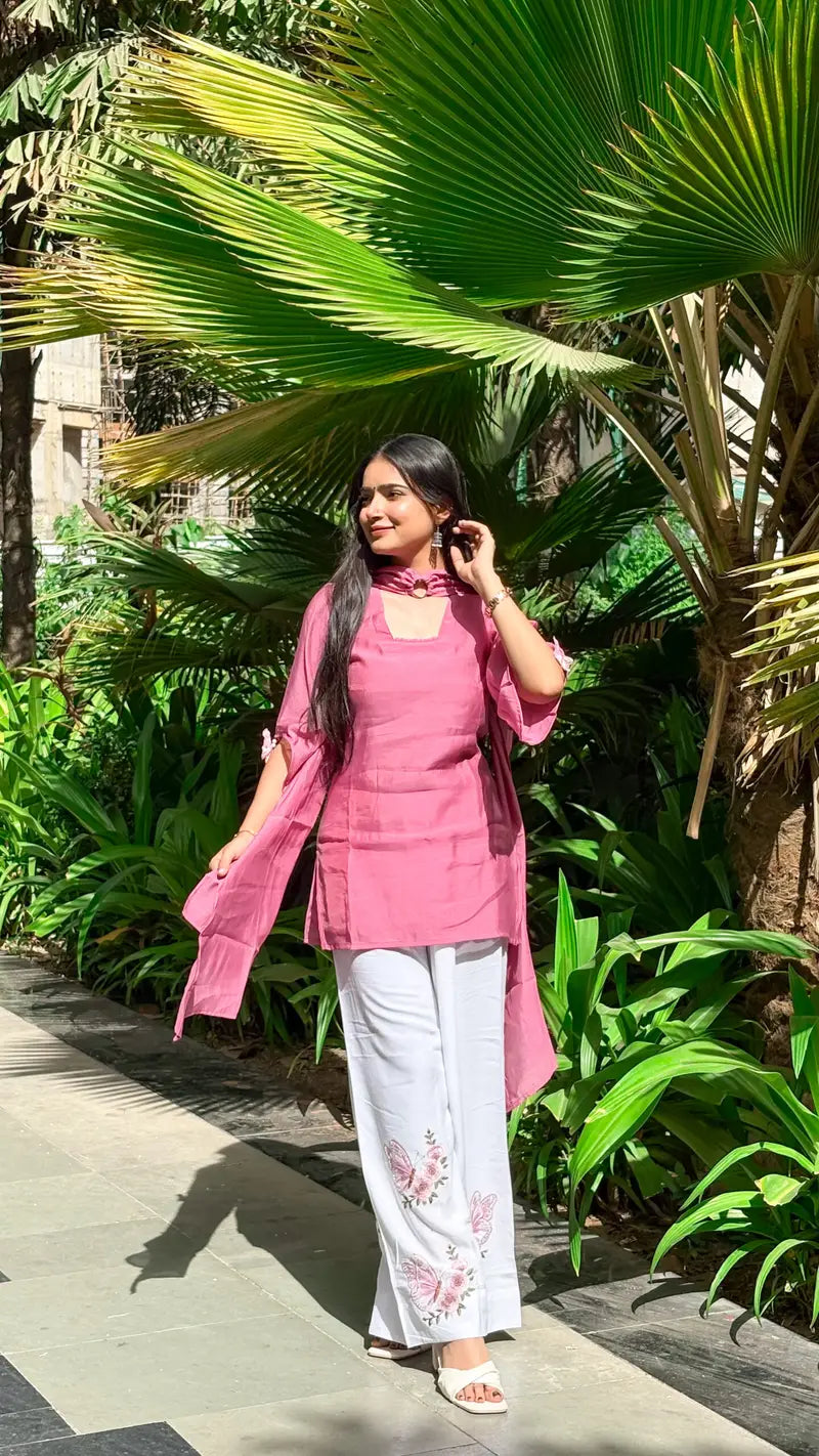 Shree Albeli Pretty Pink Farshi-Salwar Dupatta Set