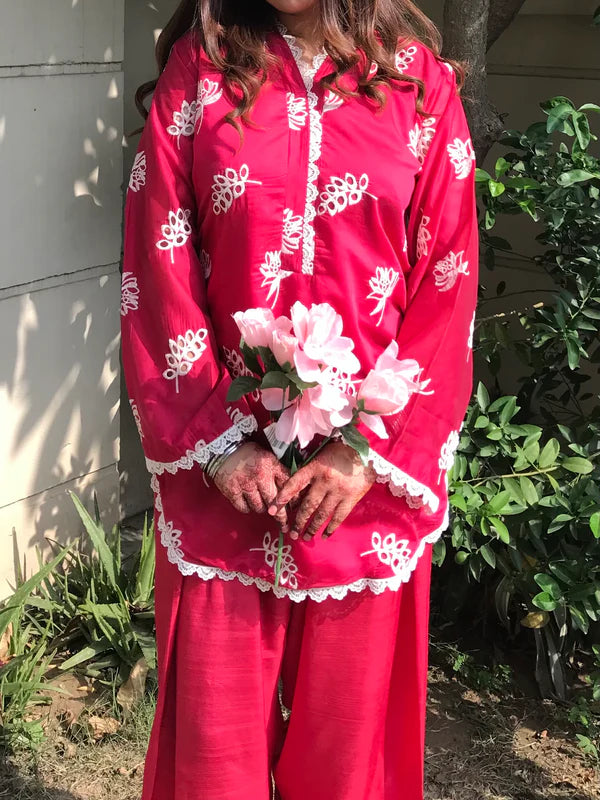 Shree Albeli Pink Chanderi Farshi-Salwar Set