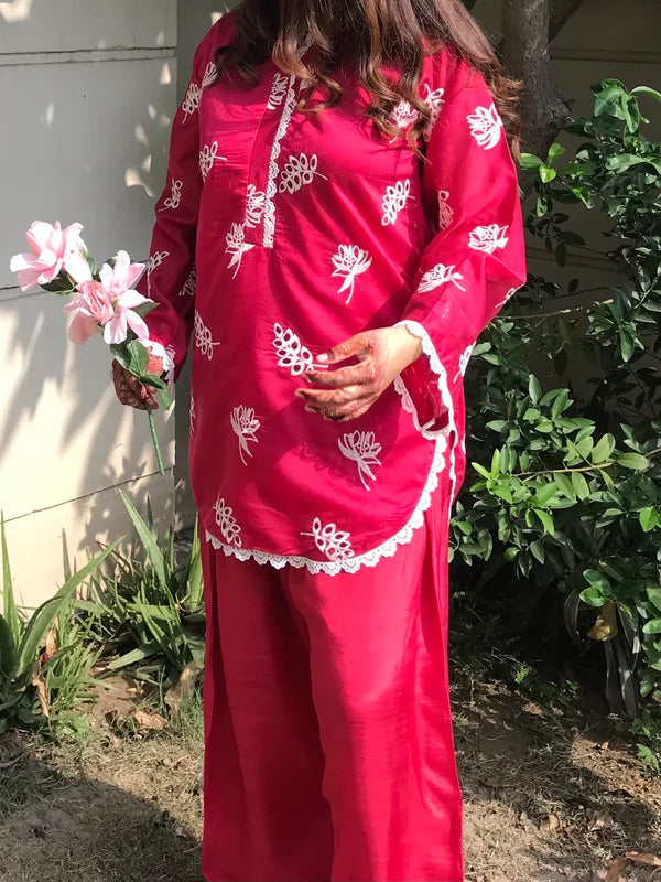 Shree Albeli Pink Chanderi Farshi-Salwar Set
