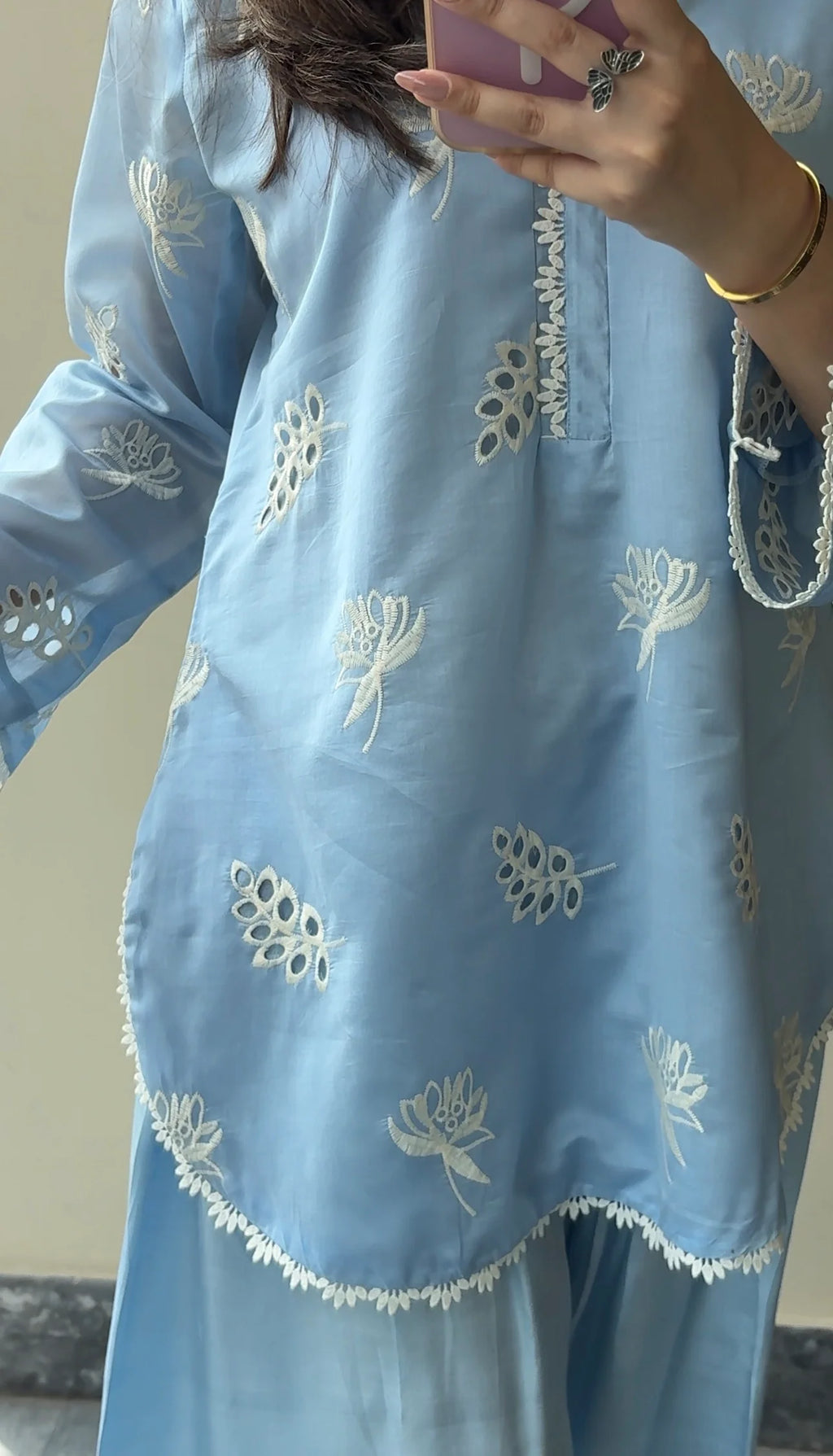 Shree Albeli Blue Chanderi Farshi-Salwar Set