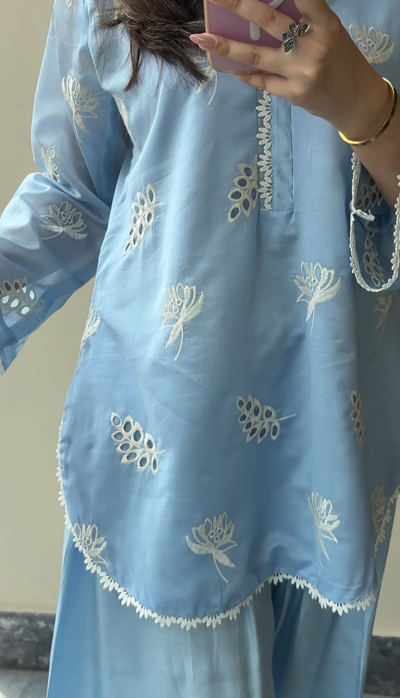 Shree Albeli Blue Chanderi Farshi-Salwar Set