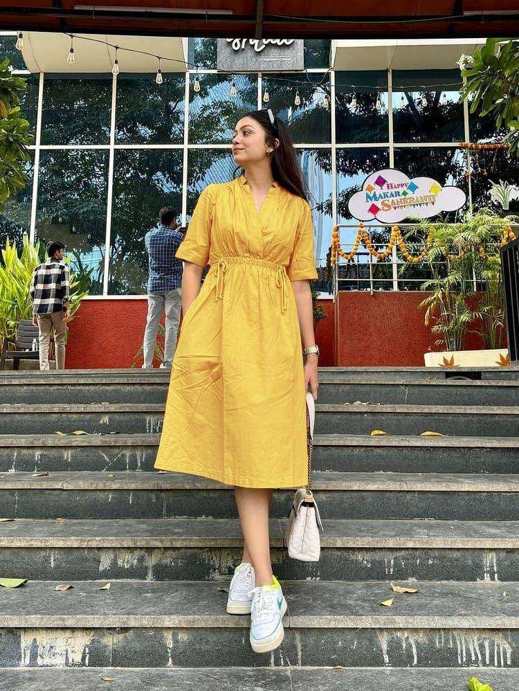 Beautiful summer cotton-slub fabric midi-dress - Eraya Main image