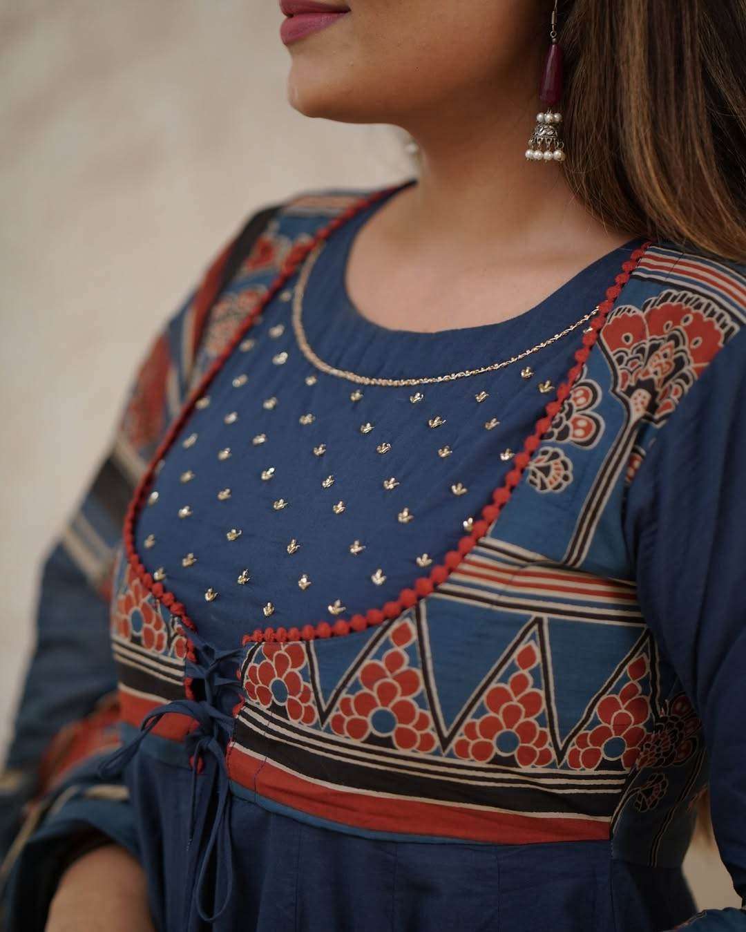 Beautiful dori work cotton kurti, pant and dupatta set Secondary image