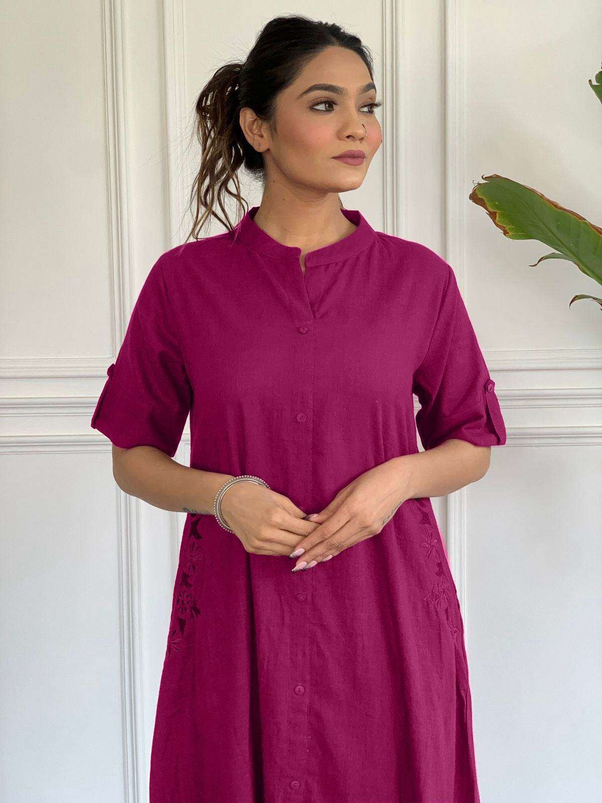 Premium A-line hand embroidered cotton co-ord set Secondary image