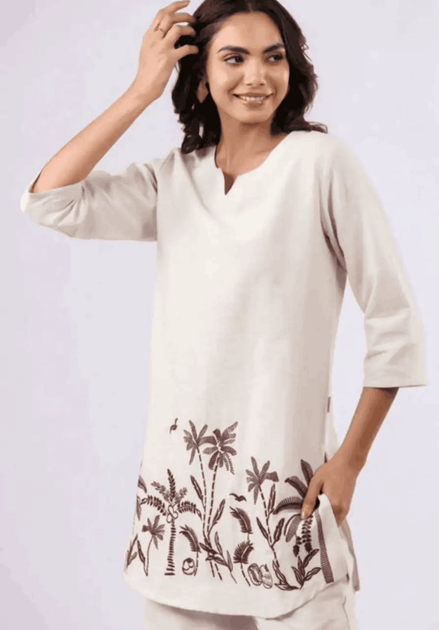 Elegant cotton flex embroidered co-ord set Secondary image