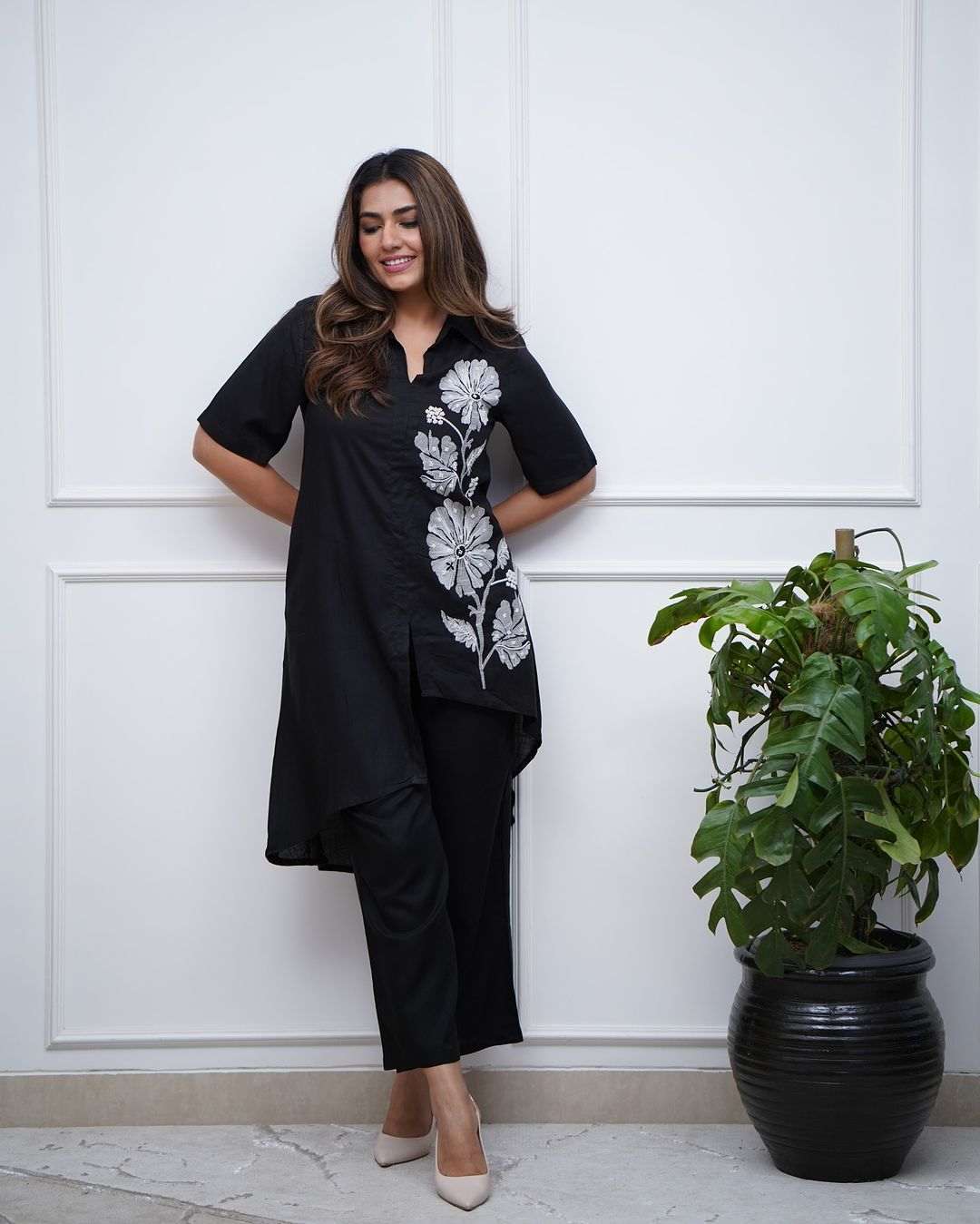 Floral embroidery work cotton co-ord set Main image