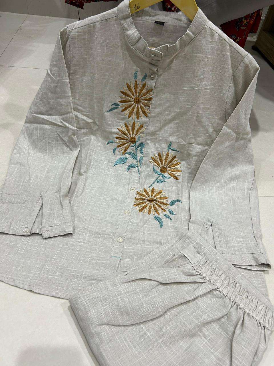 Stylish embroidered cotton flex co-ord set Secondary image