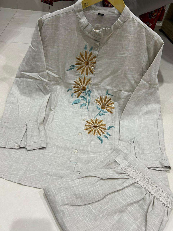 Stylish embroidered cotton flex co-ord set Eraya