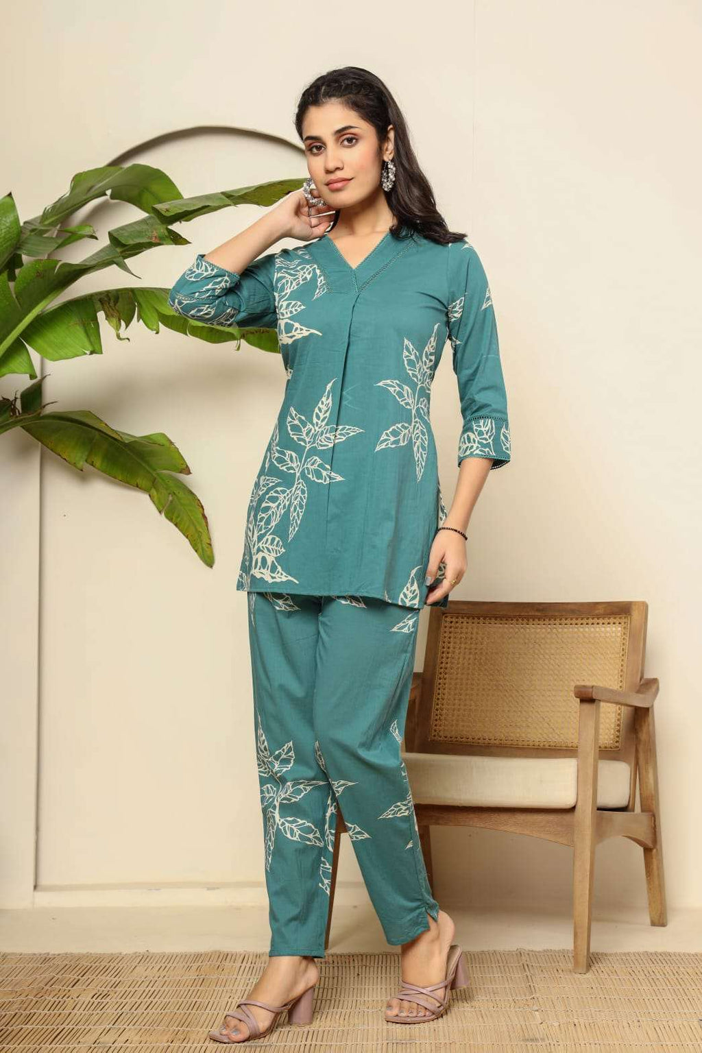 Floral digital printed cotton co-ord set