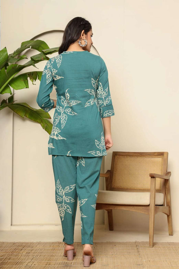Floral digital printed cotton co-ord set
