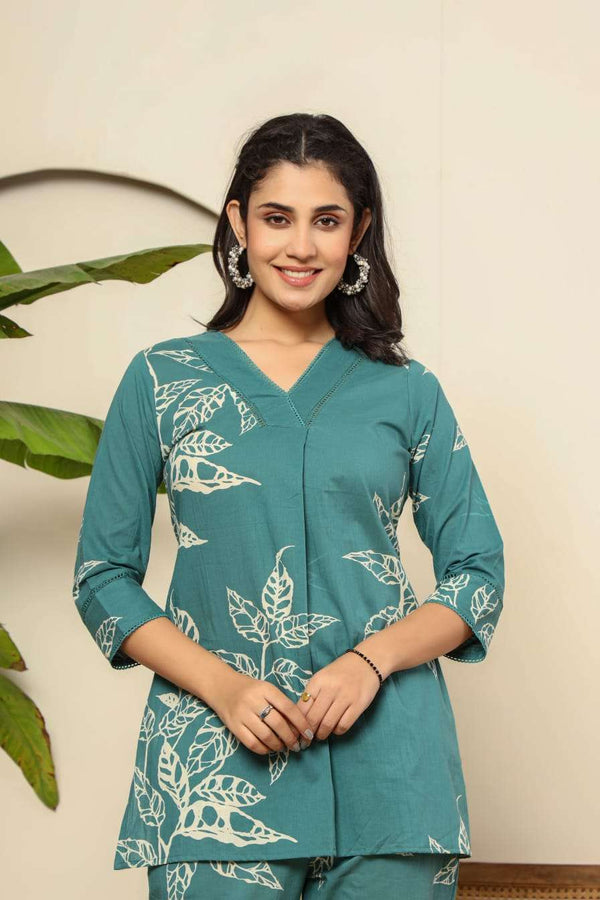 Floral digital printed cotton co-ord set