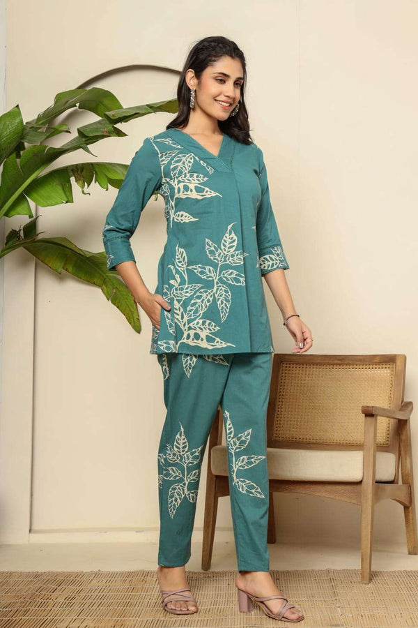 Floral digital printed cotton co-ord set