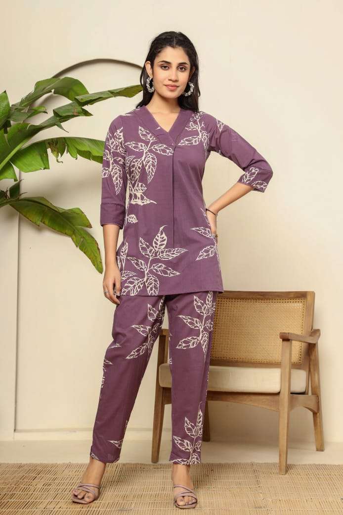 Floral digital printed cotton co-ord set Eraya