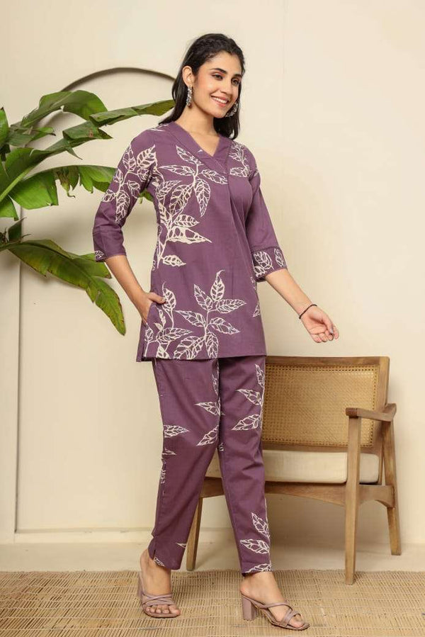 Floral digital printed cotton co-ord set Eraya