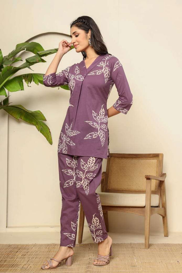 Floral digital printed cotton co-ord set Eraya