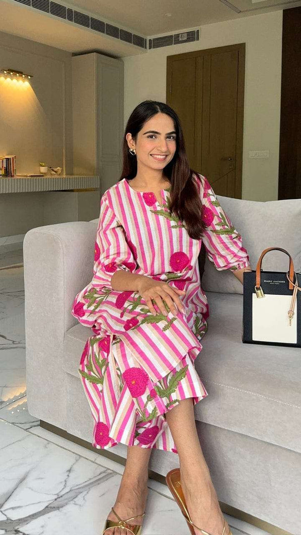Hand block printed pure cotton co-ord set