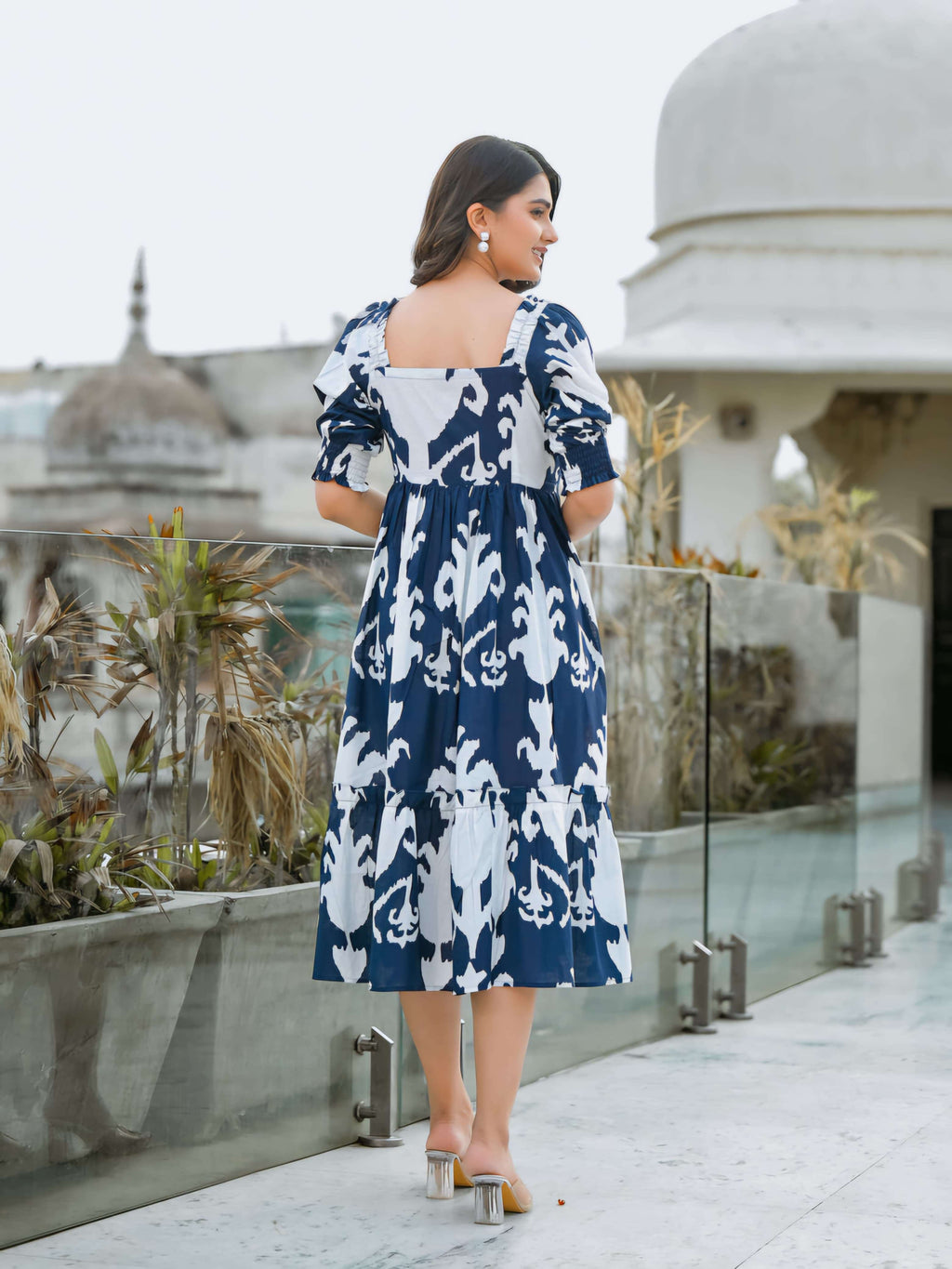 Breezy blue cotton midi-dress Eraya
