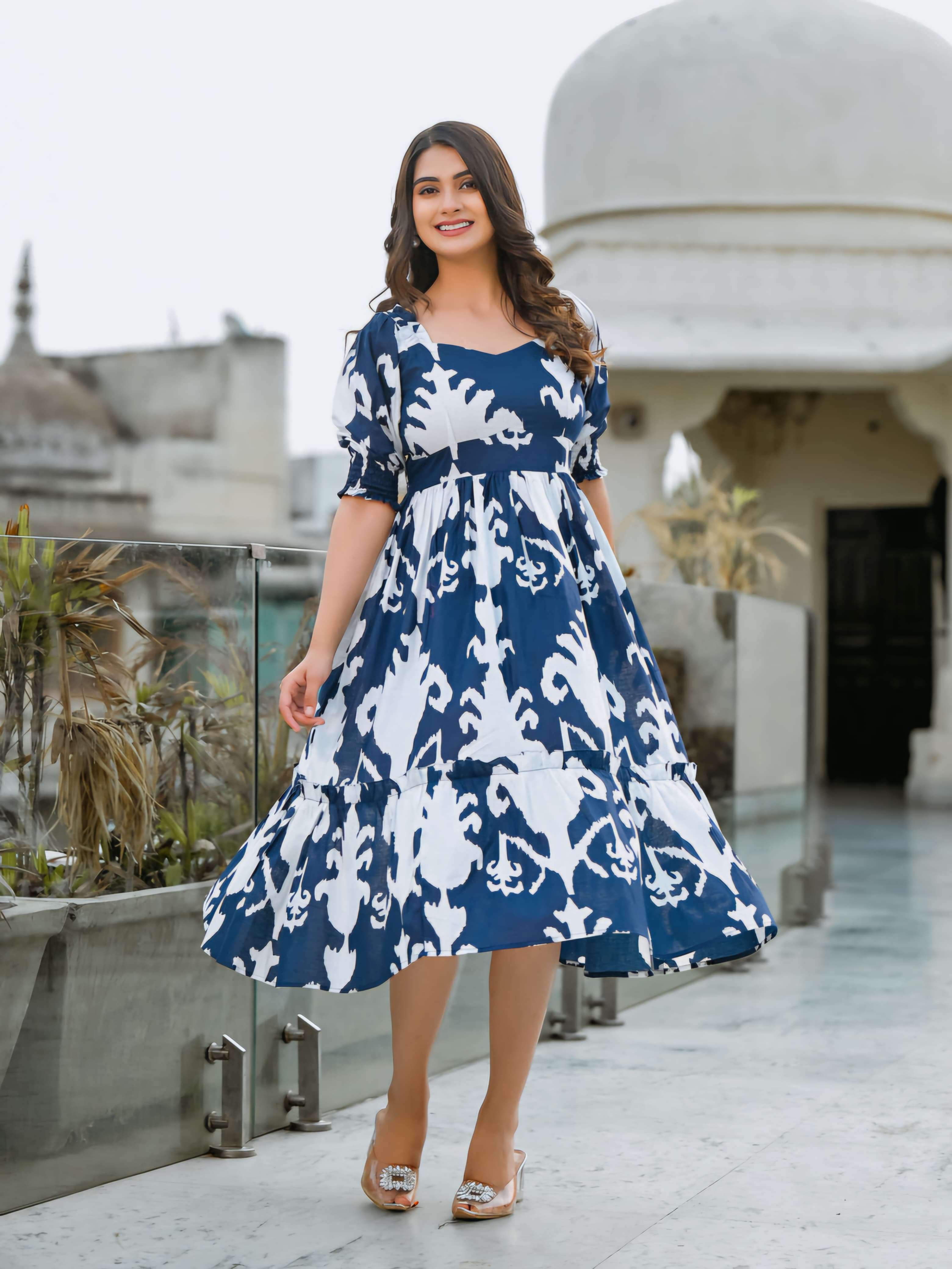 Breezy blue cotton midi-dress Eraya Main image