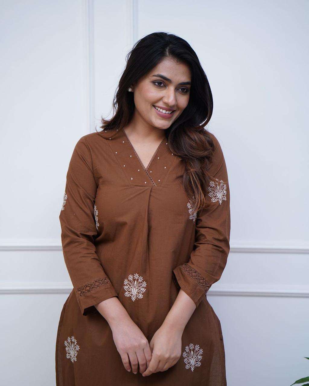 Beautiful cotton fabric english brown co-ord set Eraya