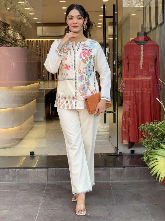 Embroidered party wear cotton co-ord set Eraya