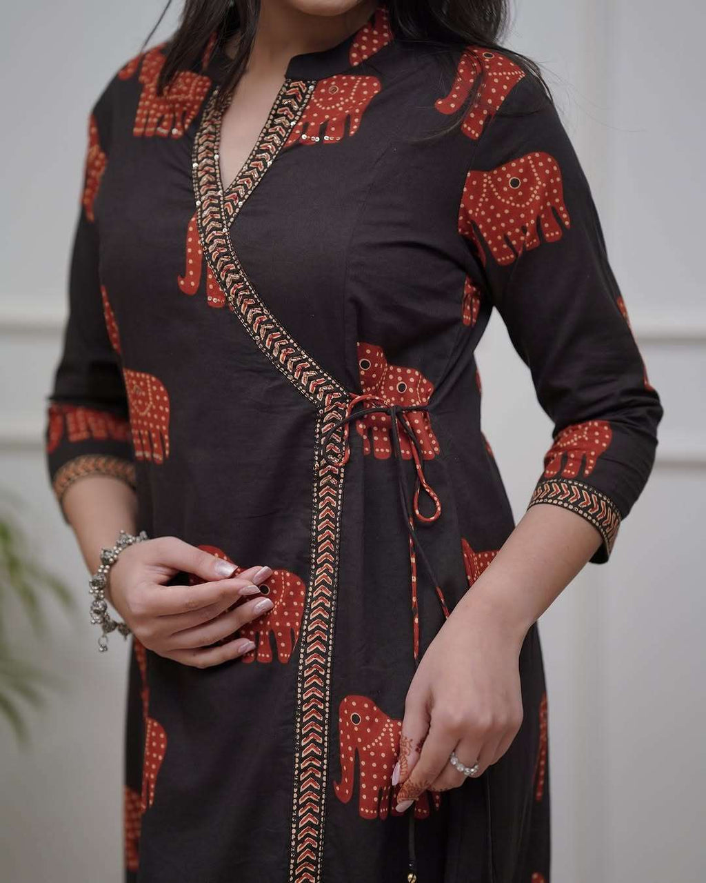 Angarkha style cotton kurt set