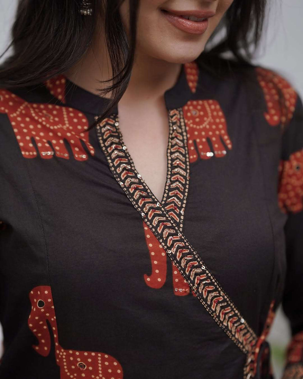 Angarkha style cotton kurt set