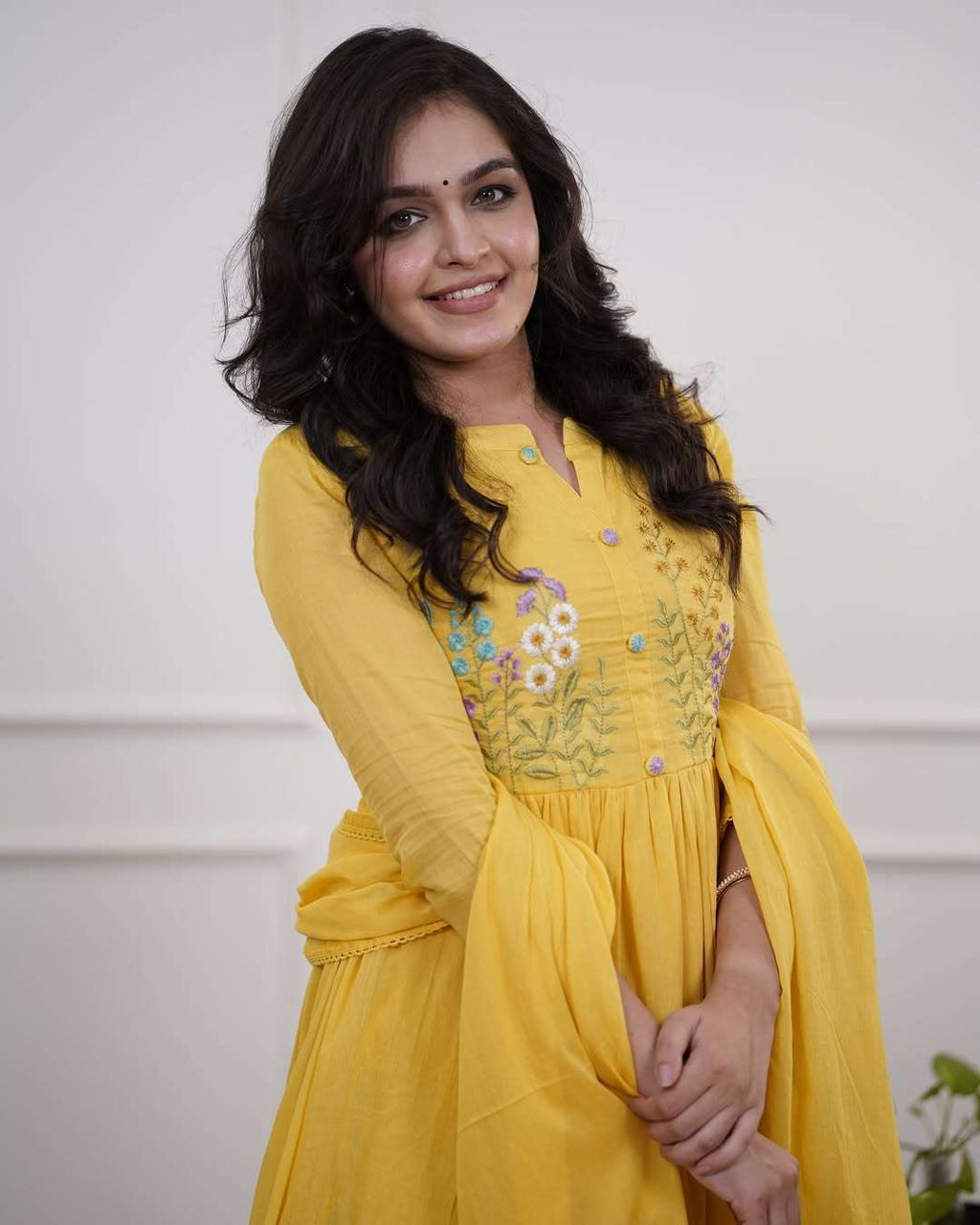 Beautiful pure cotton mustard yellow kurta set Eraya