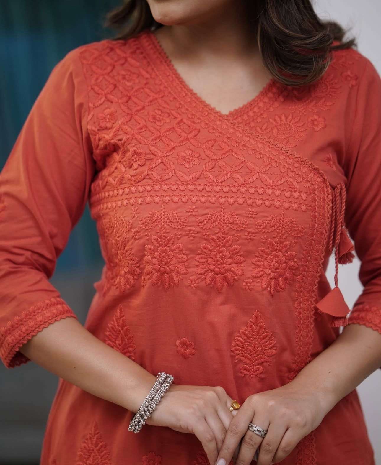Classy comfortable cotton chikankari kurta set Secondary image