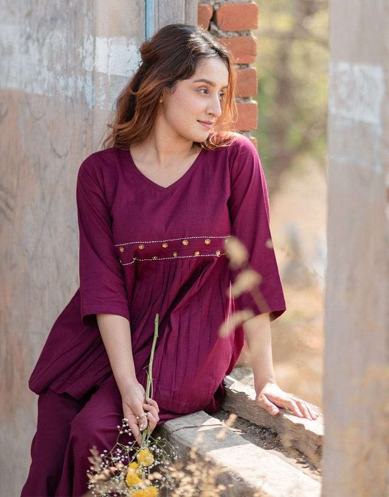 Designer peplum top cotton co-ord set Eraya