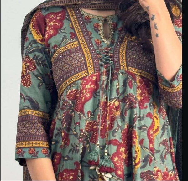 Beautiful mul cotton designer front anarkali set Eraya