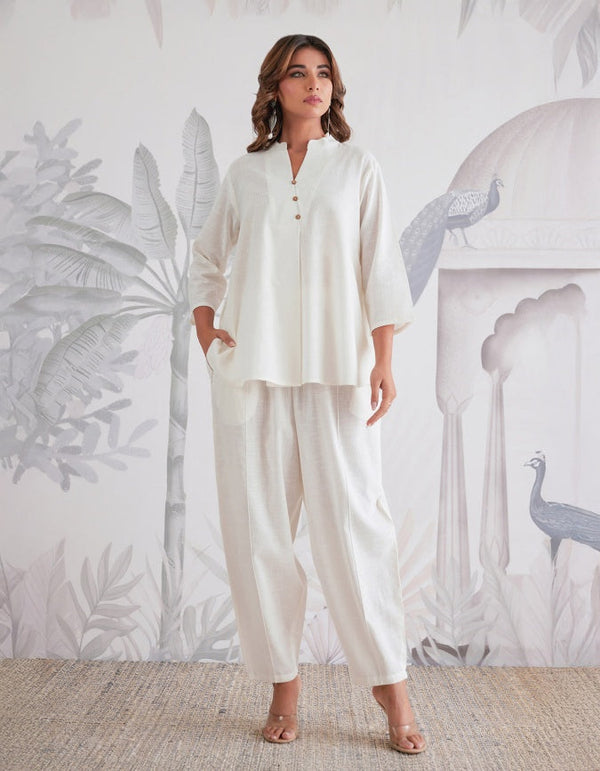 Cotton flex solid white co-ord set