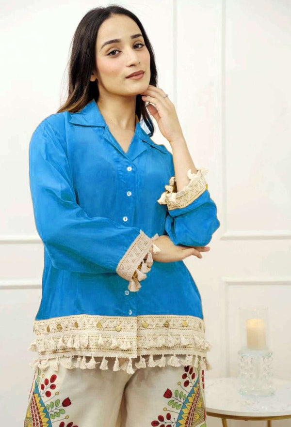 Designer cotton slub co-ord set with printed plazo (set of 2) Eraya