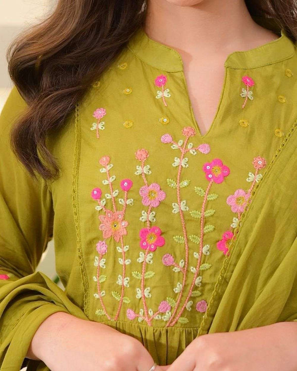 Pure cotton embroidered kurti set (set of 3)