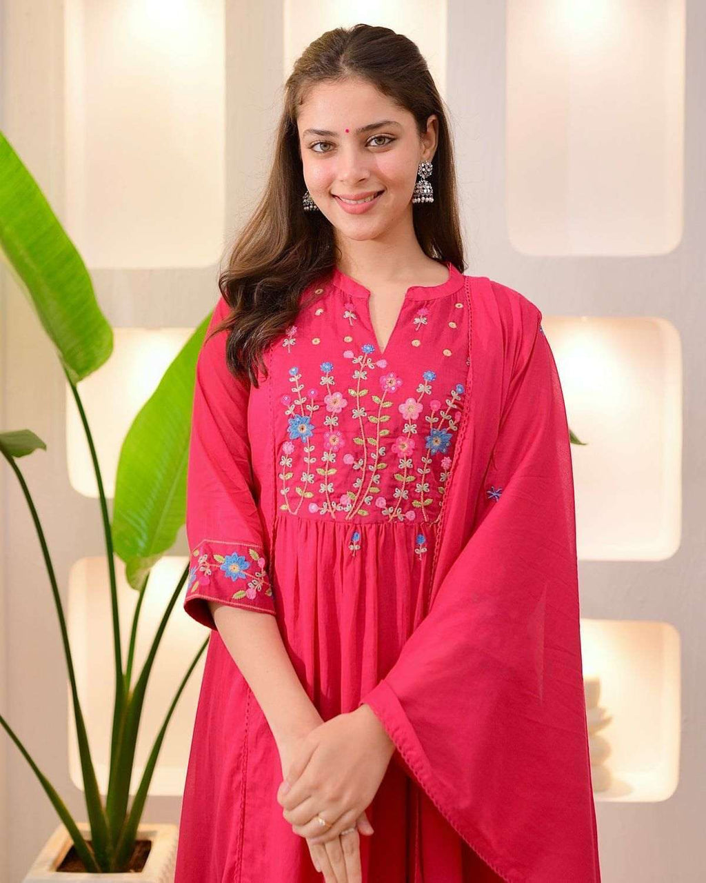 Pure cotton embroidered kurti set (set of 3)