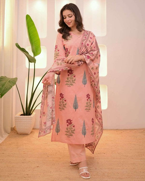 Finest Floral print Kurta (set of 3)